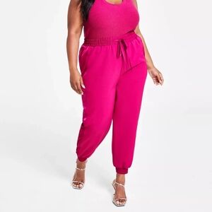 Nina Parker Fuchsia Drawstring Jogger Pants Wide Leg 2X